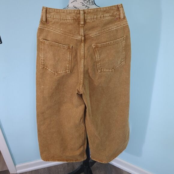 ASOS DENIM 30 tan brown Wide Leg High Rise Jeans Casual 26 - Picture 2 of 6